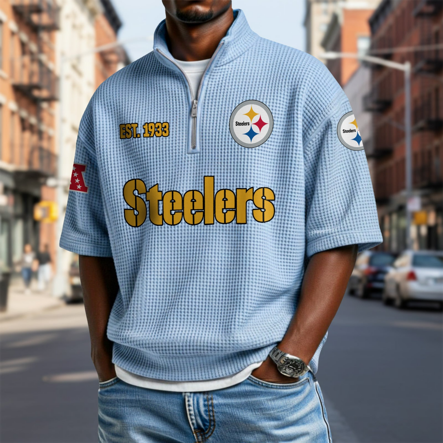 PIT x NFL Waffle Short Sleeve Polo Shirt DatND DVT
