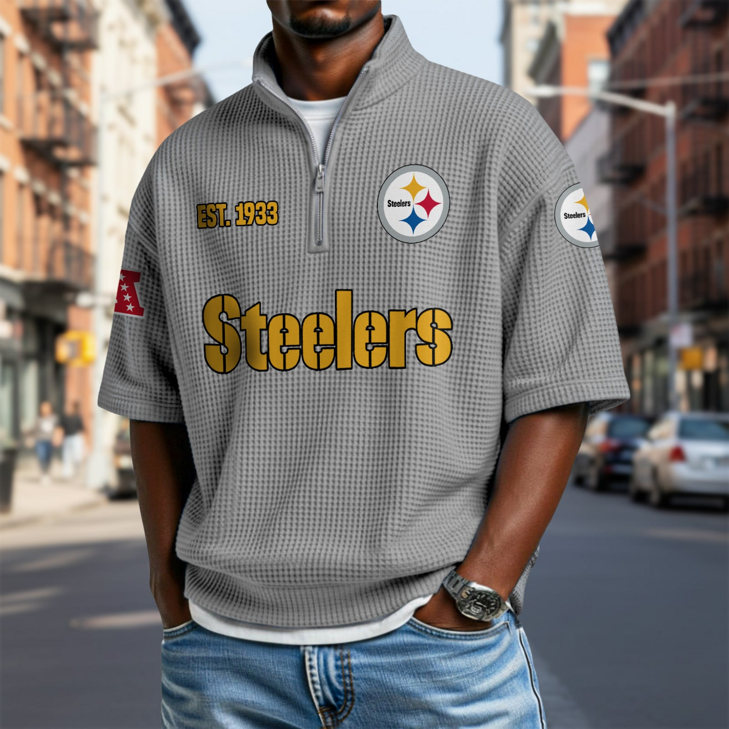 PIT x NFL Waffle Short Sleeve Polo Shirt DatND DVT