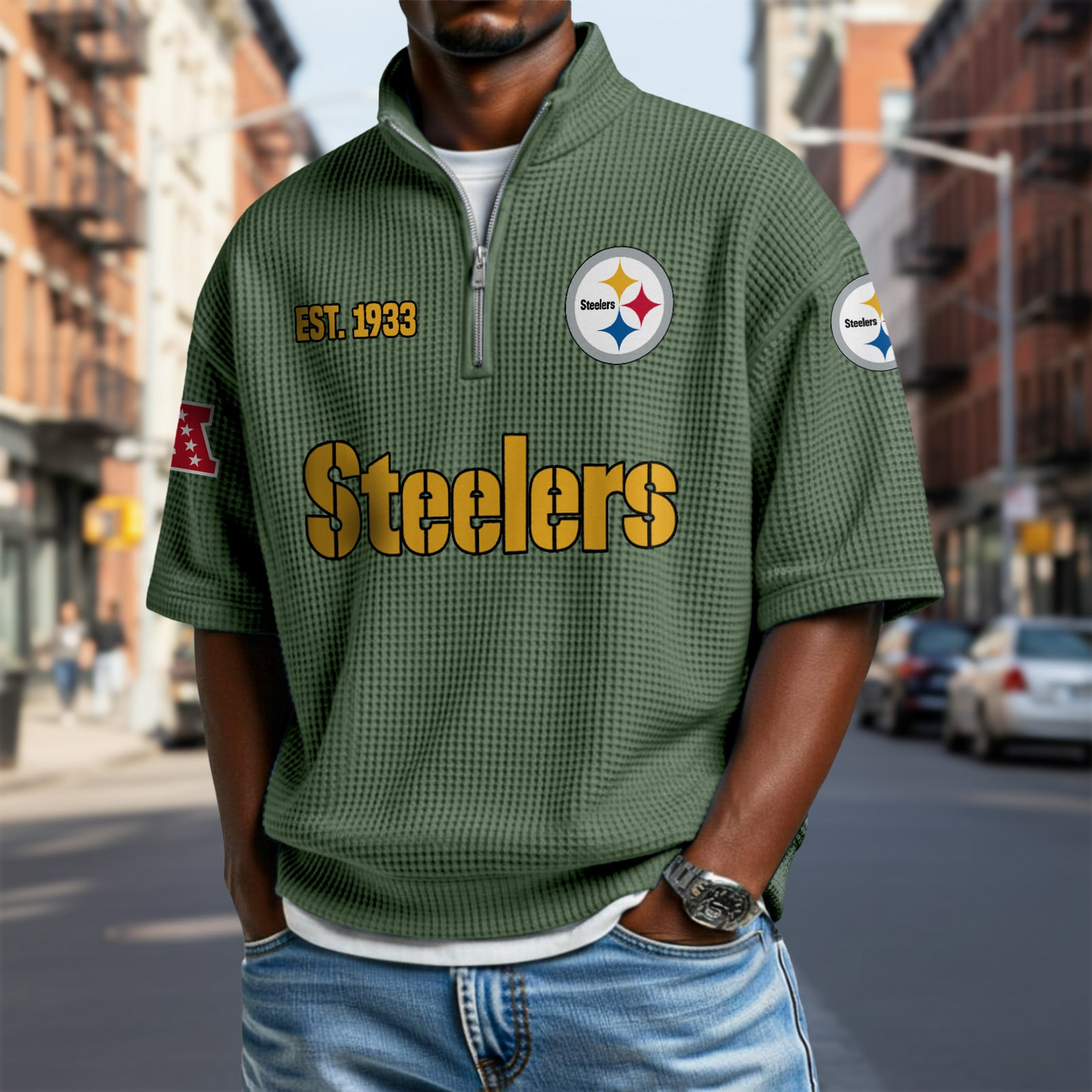 PIT x NFL Waffle Short Sleeve Polo Shirt DatND DVT