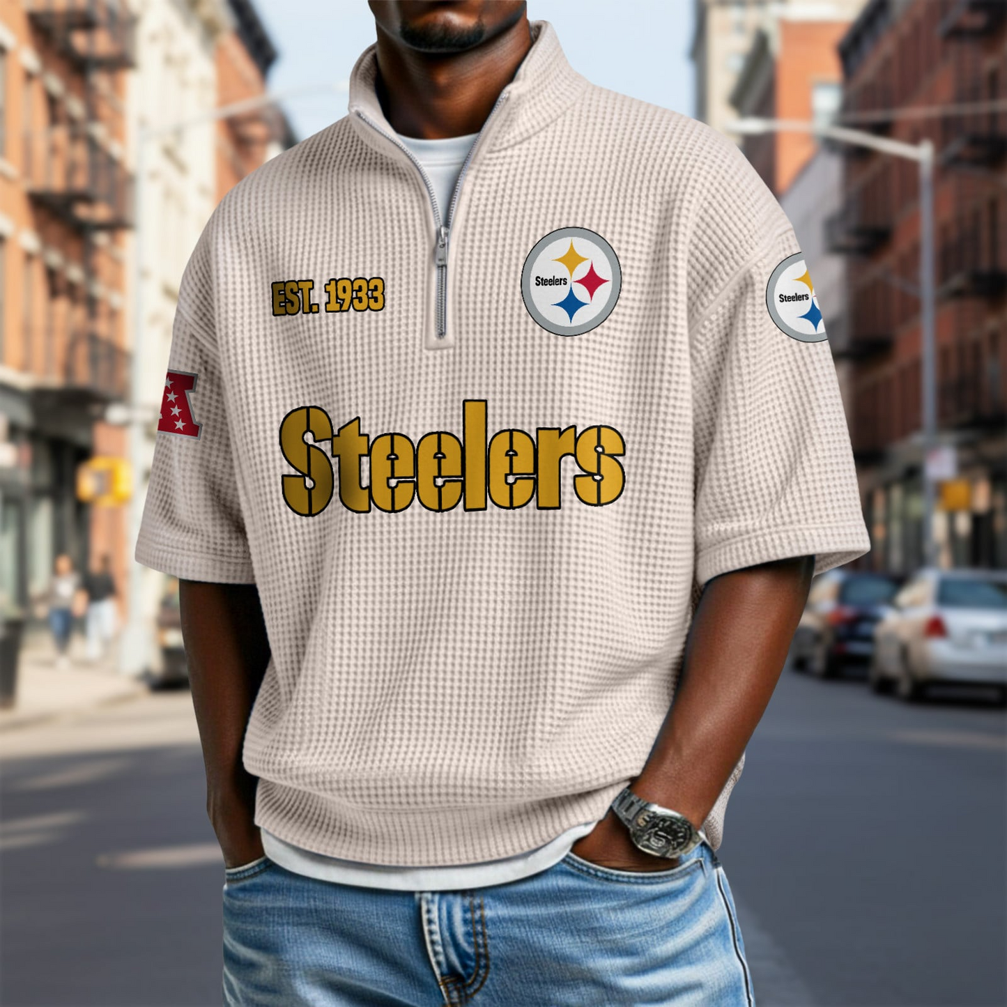 PIT x NFL Waffle Short Sleeve Polo Shirt DatND DVT