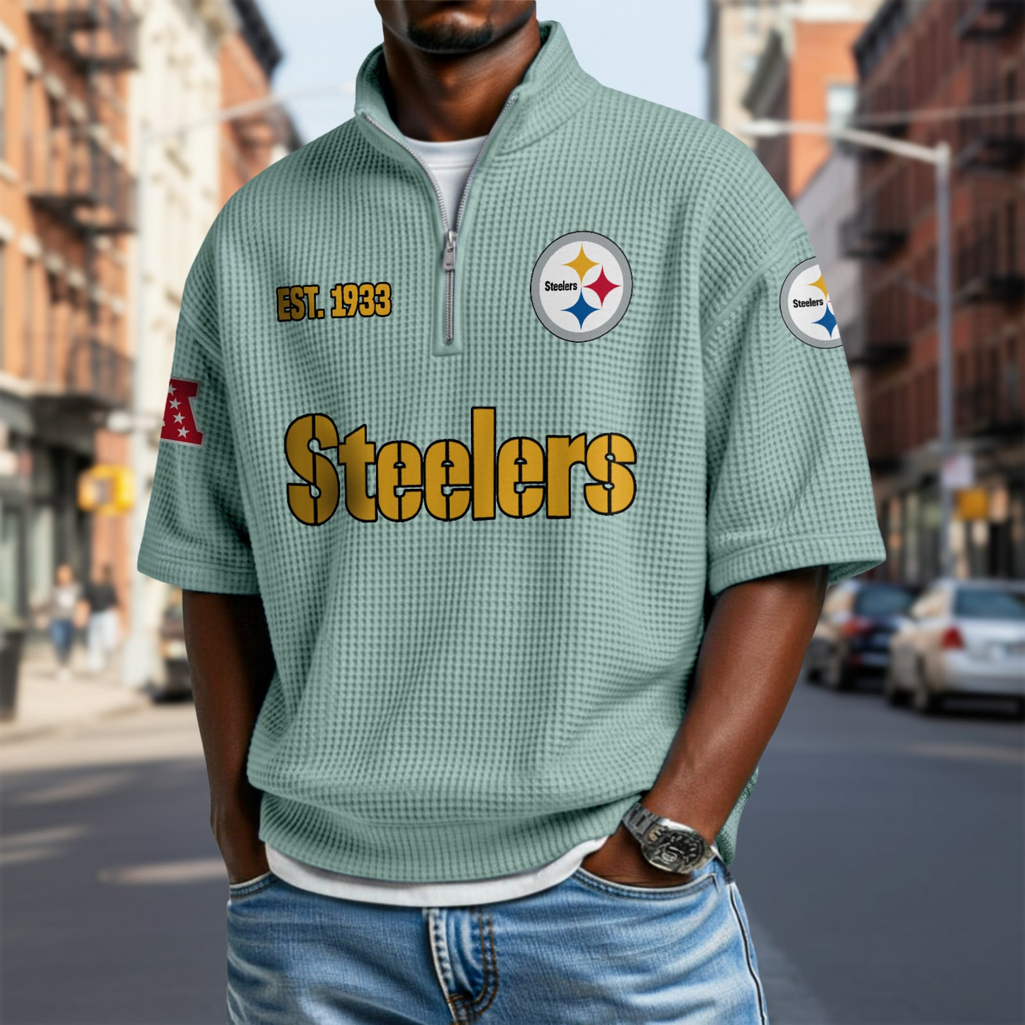 PIT x NFL Waffle Short Sleeve Polo Shirt DatND DVT