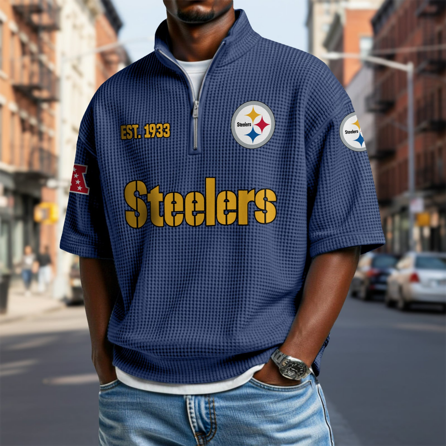 PIT x NFL Waffle Short Sleeve Polo Shirt DatND DVT