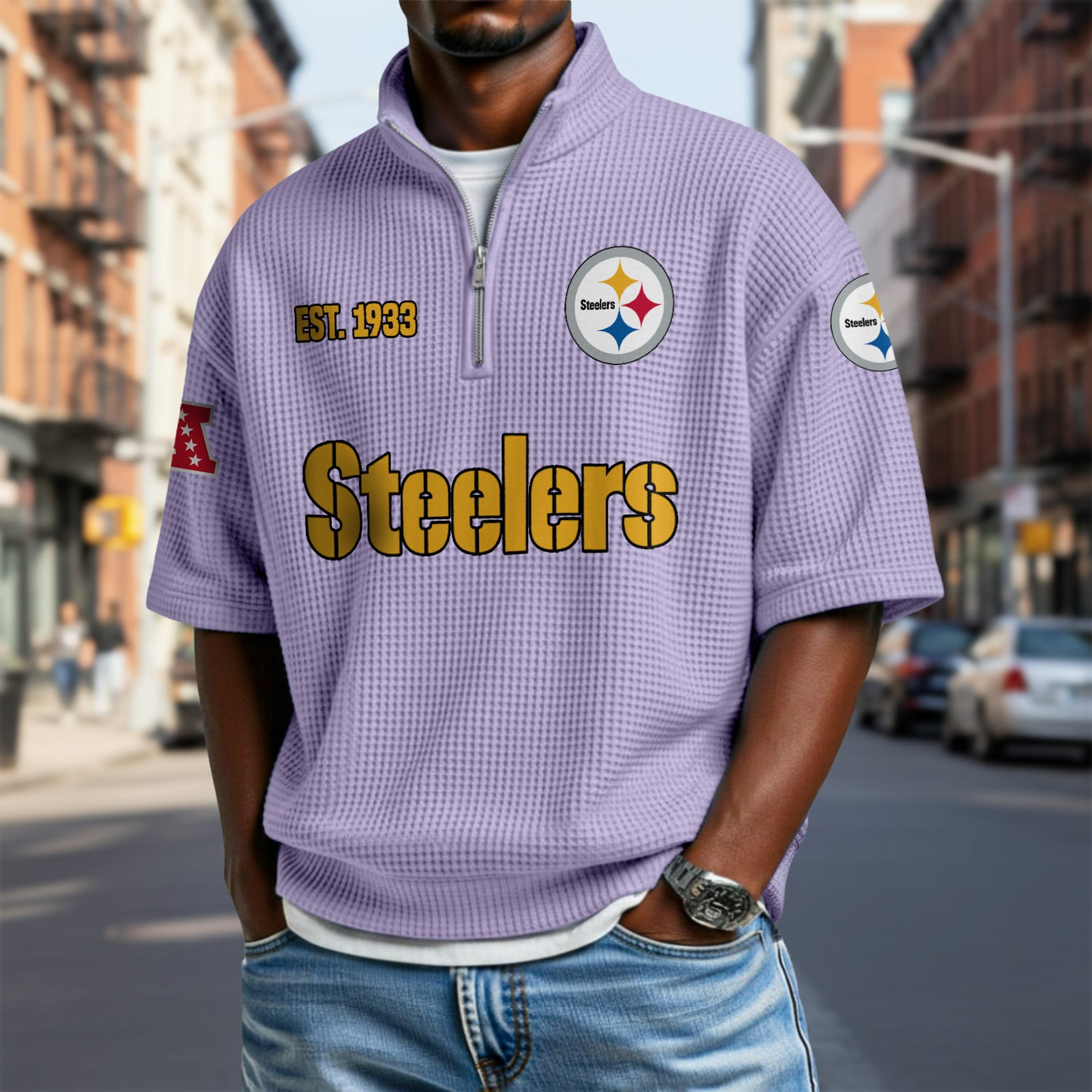 PIT x NFL Waffle Short Sleeve Polo Shirt DatND DVT