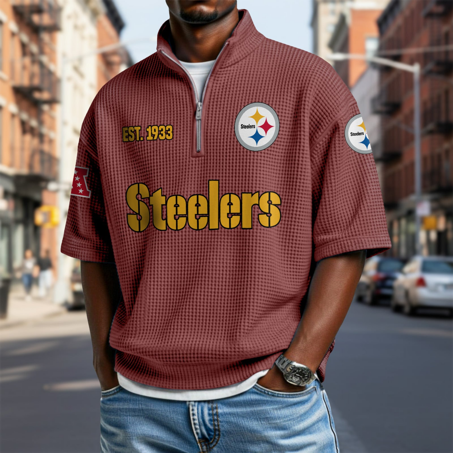 PIT x NFL Waffle Short Sleeve Polo Shirt DatND DVT