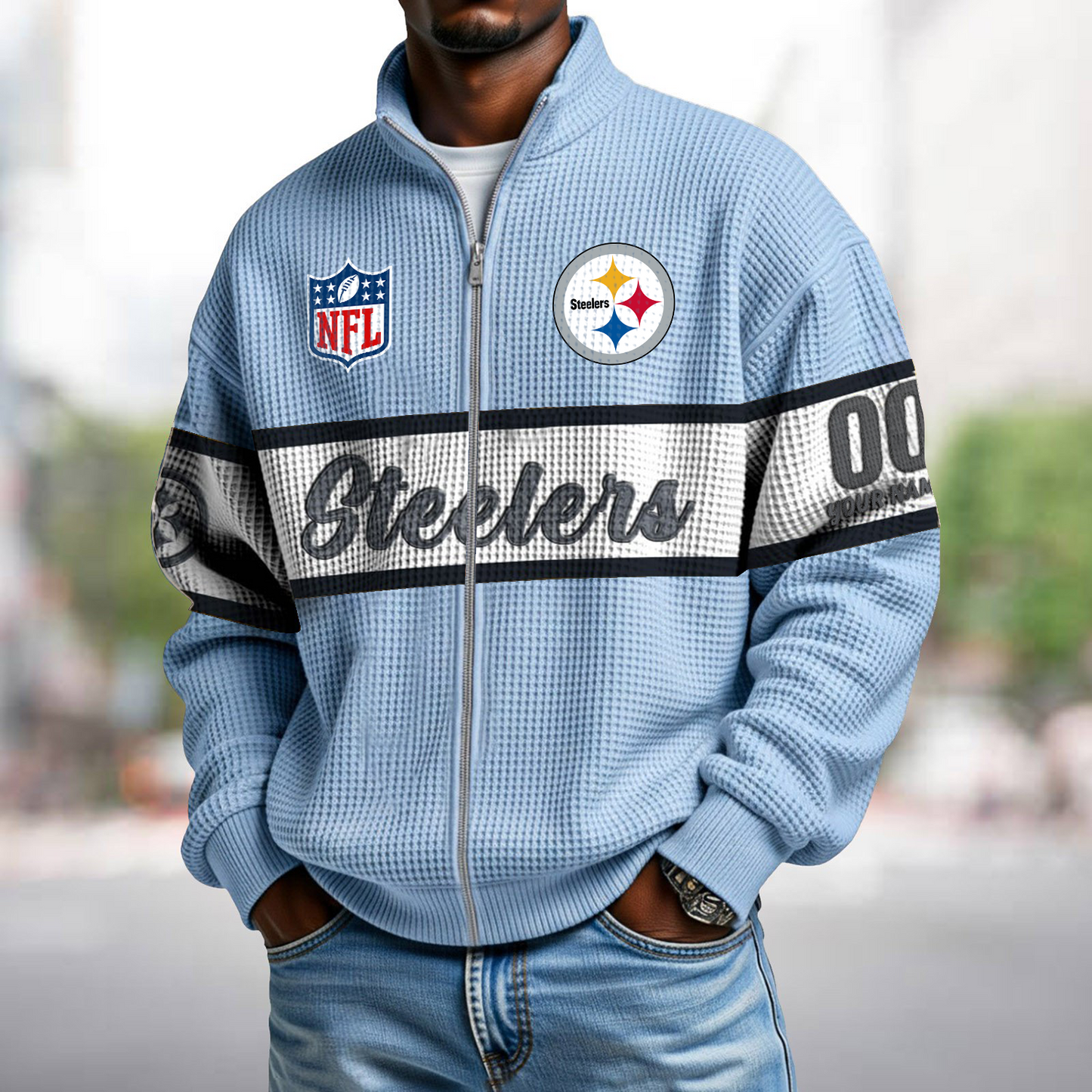 PIT x NFL Waffle Zip-Up Sweatshirt DATND TANTD