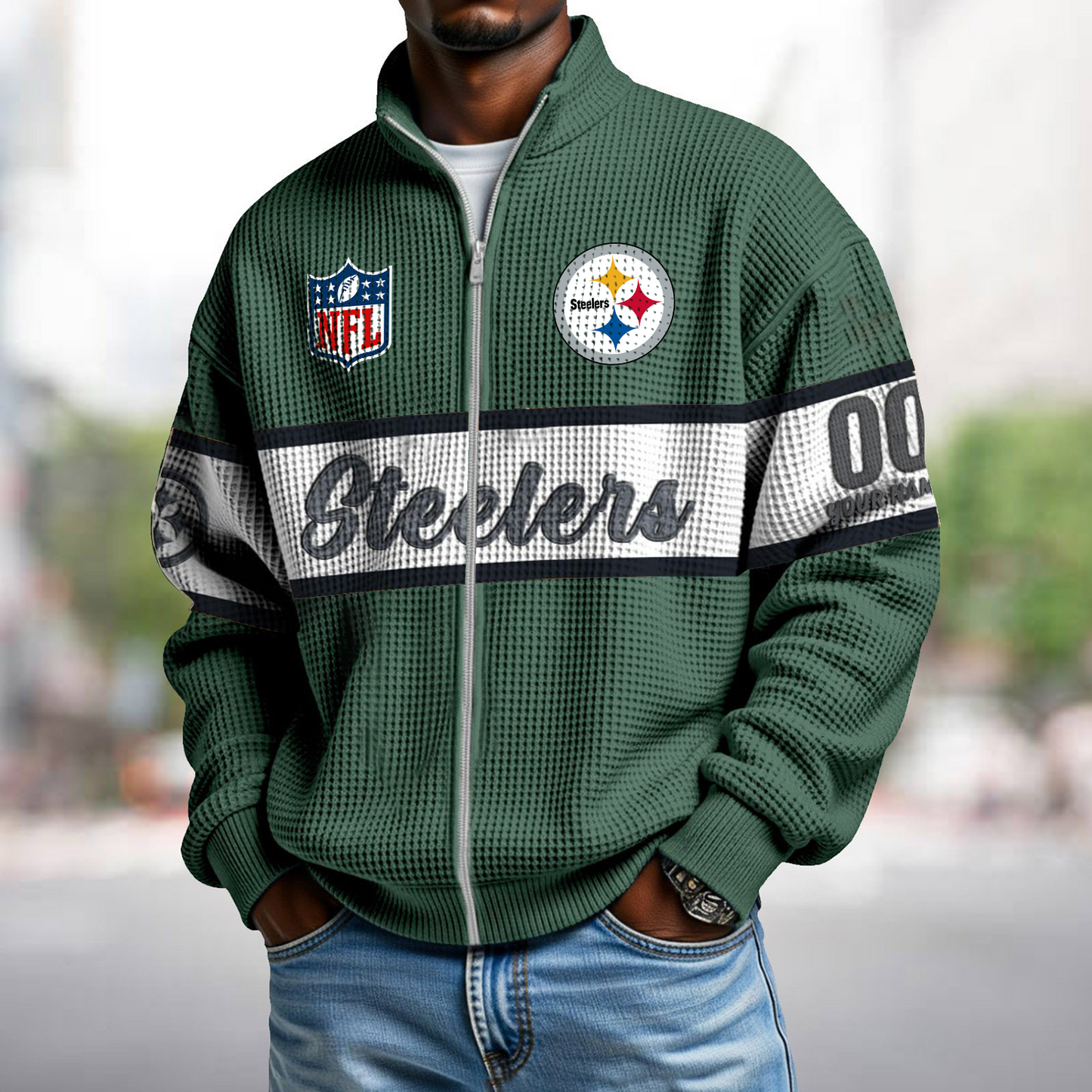PIT x NFL Waffle Zip-Up Sweatshirt DATND TANTD