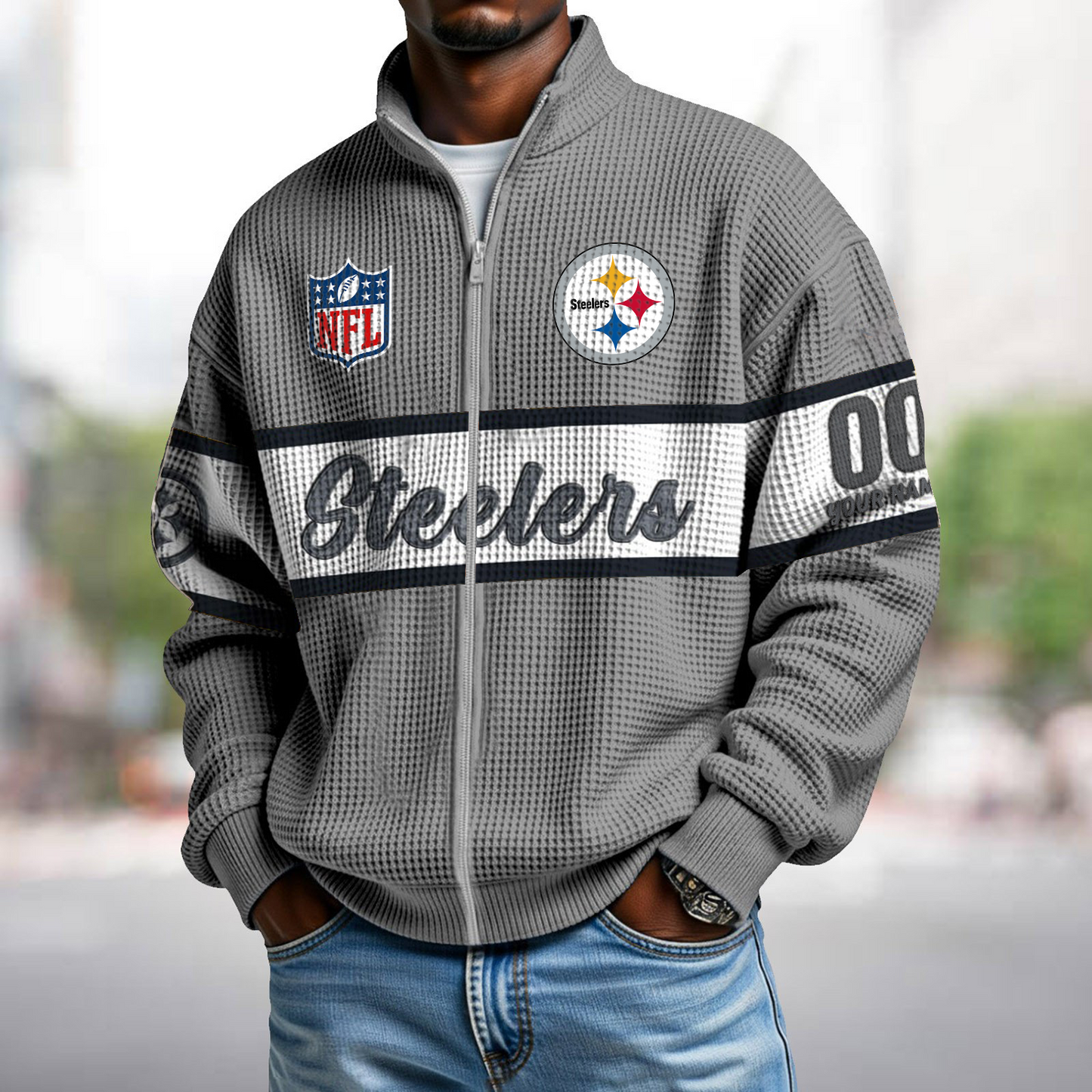PIT x NFL Waffle Zip-Up Sweatshirt DATND TANTD