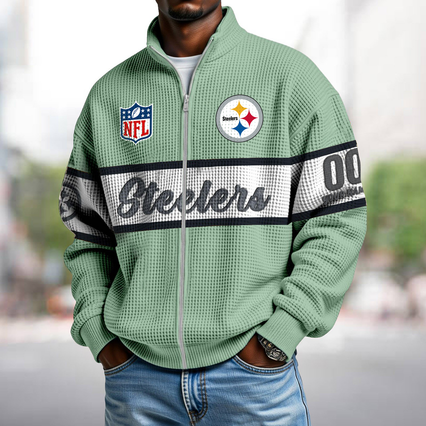 PIT x NFL Waffle Zip-Up Sweatshirt DATND TANTD
