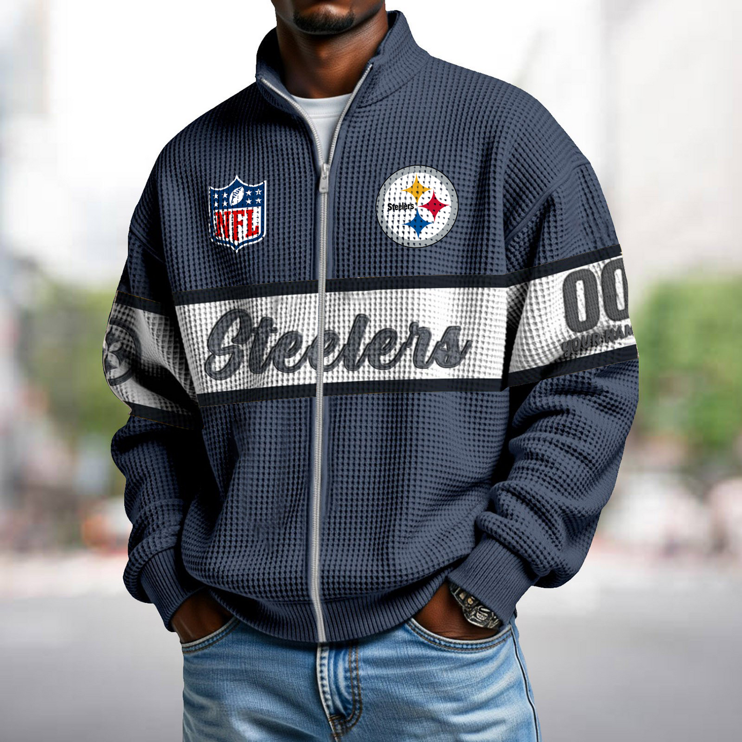 PIT x NFL Waffle Zip-Up Sweatshirt DATND TANTD