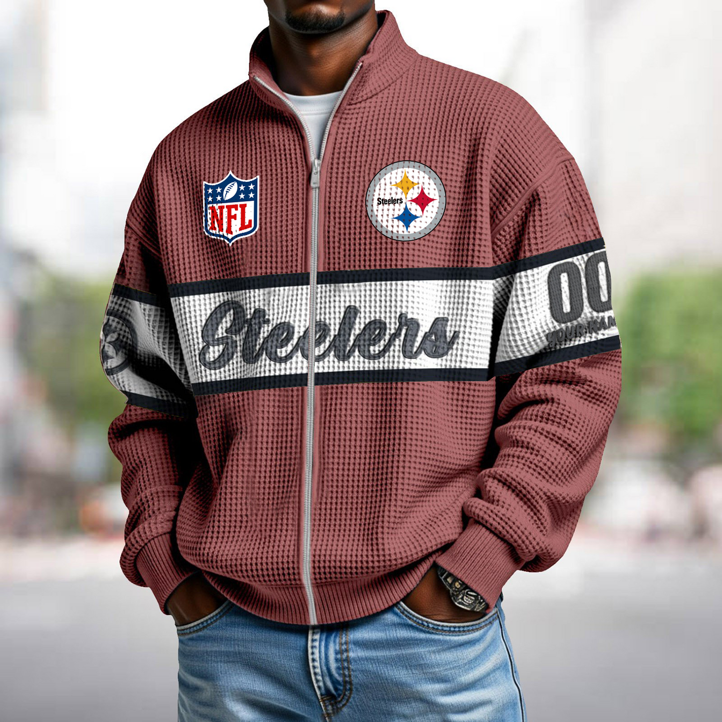 PIT x NFL Waffle Zip-Up Sweatshirt DATND TANTD