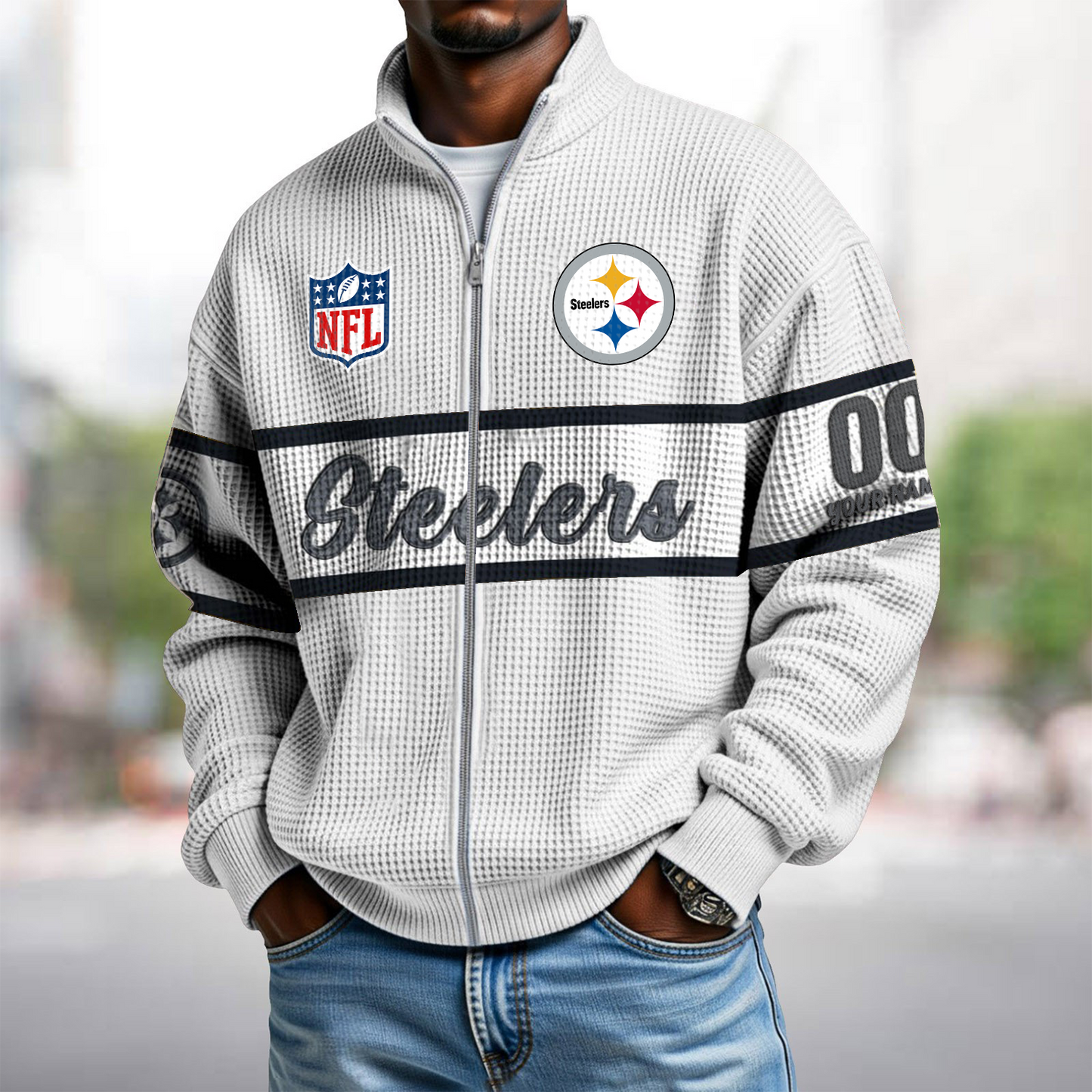 PIT x NFL Waffle Zip-Up Sweatshirt DATND TANTD