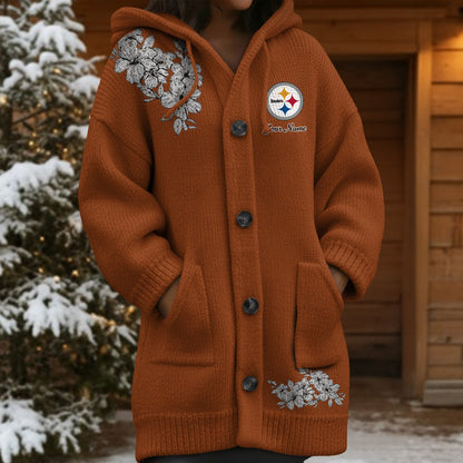 PIT x NFL Women's Casual Knitted Hooded Cardigan DATND TANTD 211125