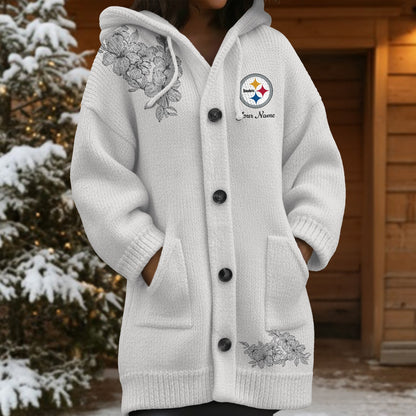 PIT x NFL Women's Casual Knitted Hooded Cardigan DATND TANTD 211125