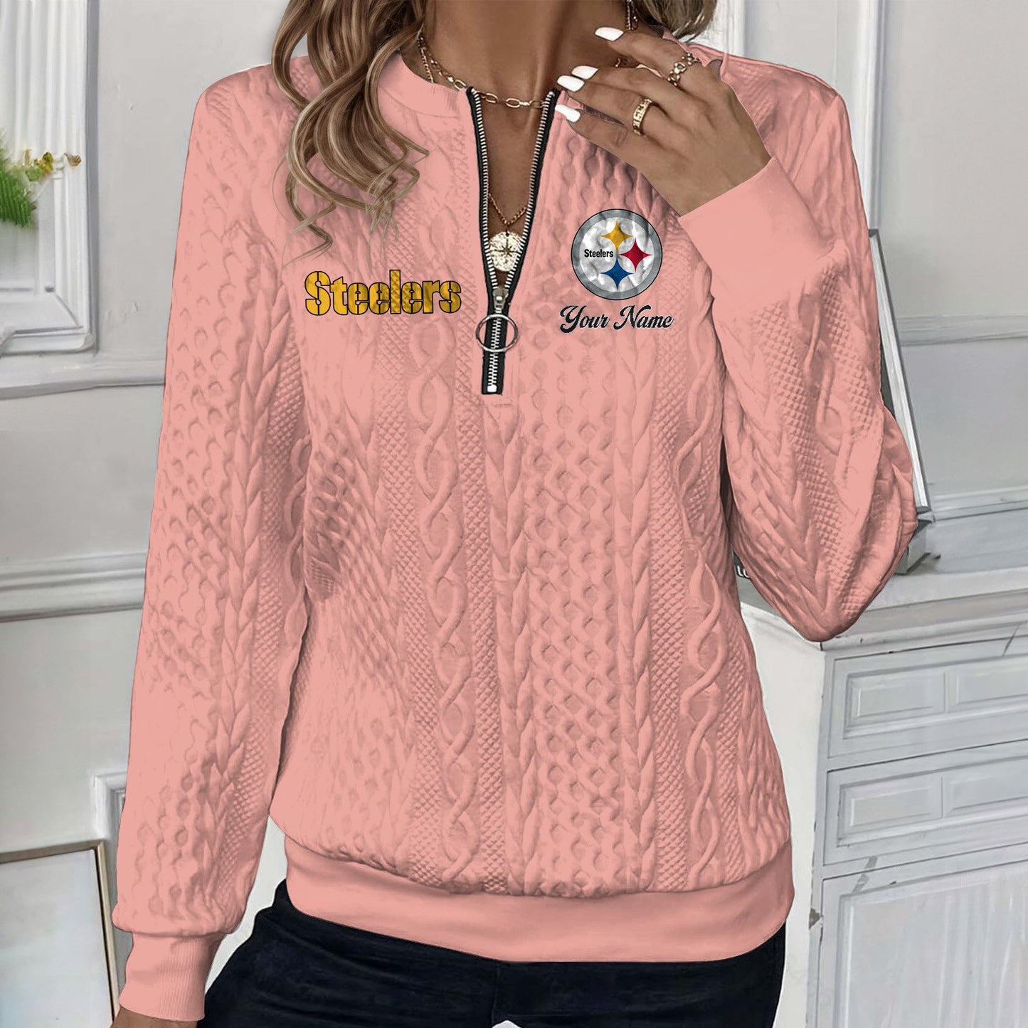 PIT x NFL Women's Quilted Zip-UP Sweatshirt DatND DVT