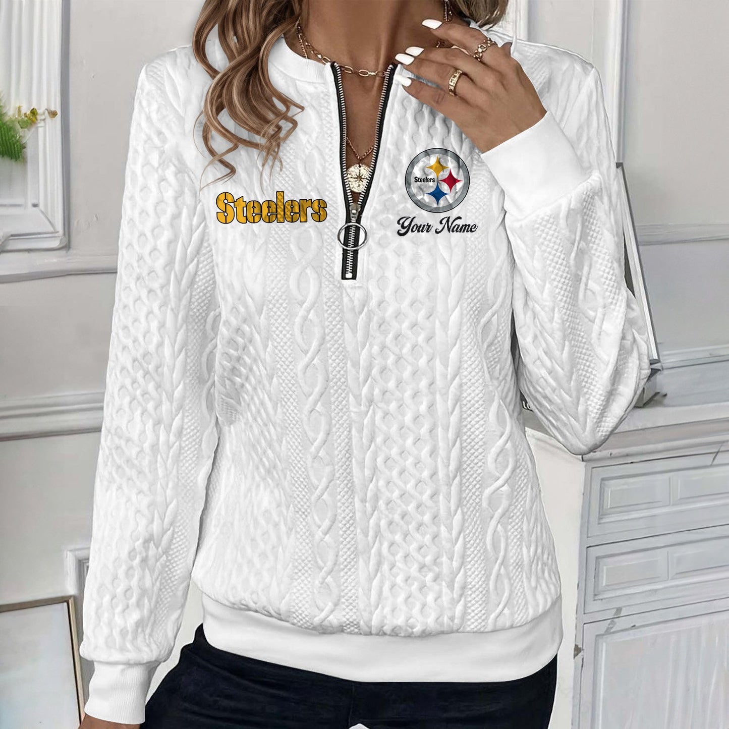 PIT x NFL Women's Quilted Zip-UP Sweatshirt DatND DVT