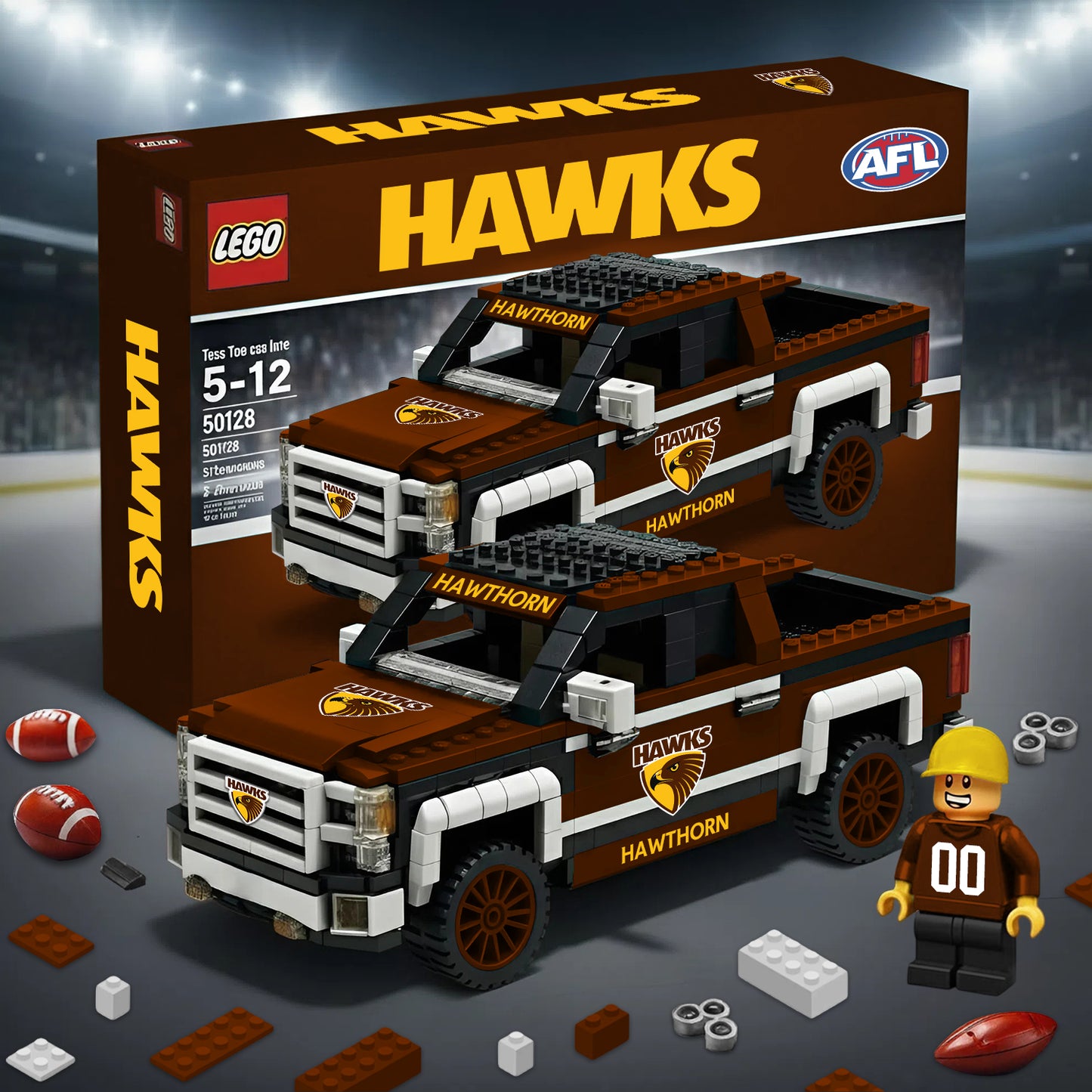 PREMIUM AFL X HAW 3D RACING TRUCK BUILDING BLOCK SET TOY V2 NDT NHM
