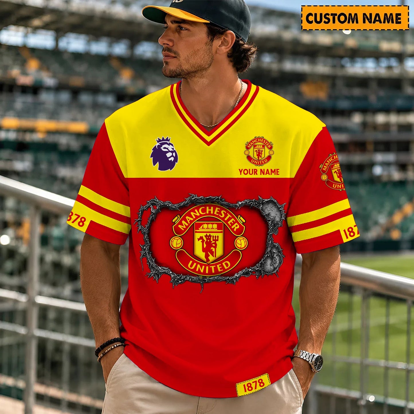 PREMIUM EPL X MU Streetwear V-neck Shirt Custom Gifts For Fan NDT NHM 280526