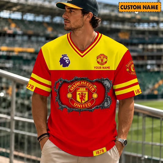PREMIUM EPL X MU Streetwear V-neck Shirt Custom Gifts For Fan NDT NHM 280526