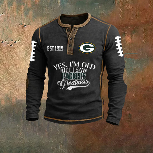 PREMIUM GB X NFL LONG SLEEVE HENLEY SHIRT NDT NHM