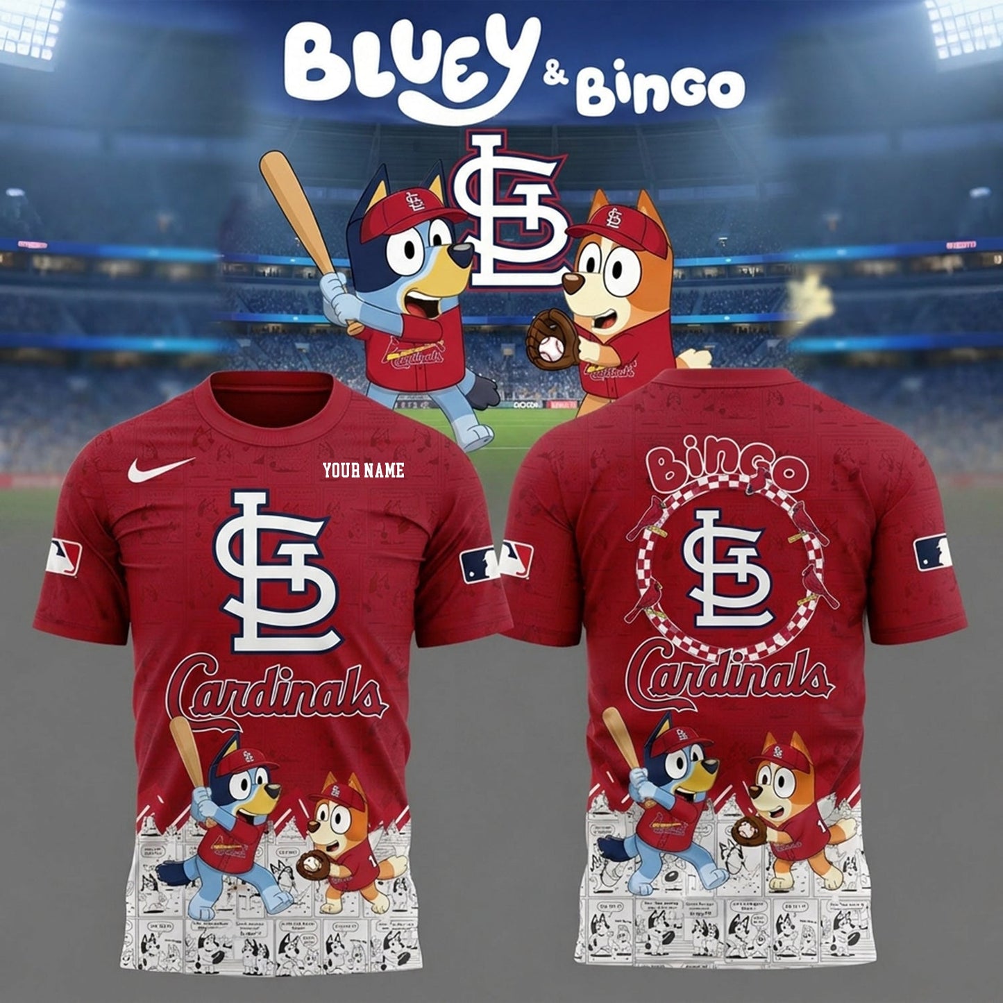 PREMIUM MLB X SLC Bluey & Bingo Comic Shirt NDT NHM 260526