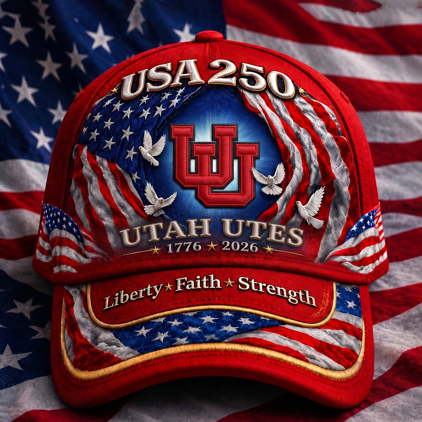 PREMIUM NCAA  x UTA  250 Years Anniversary Of Freedom Cap   290626