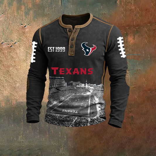 PREMIUM NFL HOU X 2025 Heritage Henley Long Sleeve SHIRT NDT TDT 25