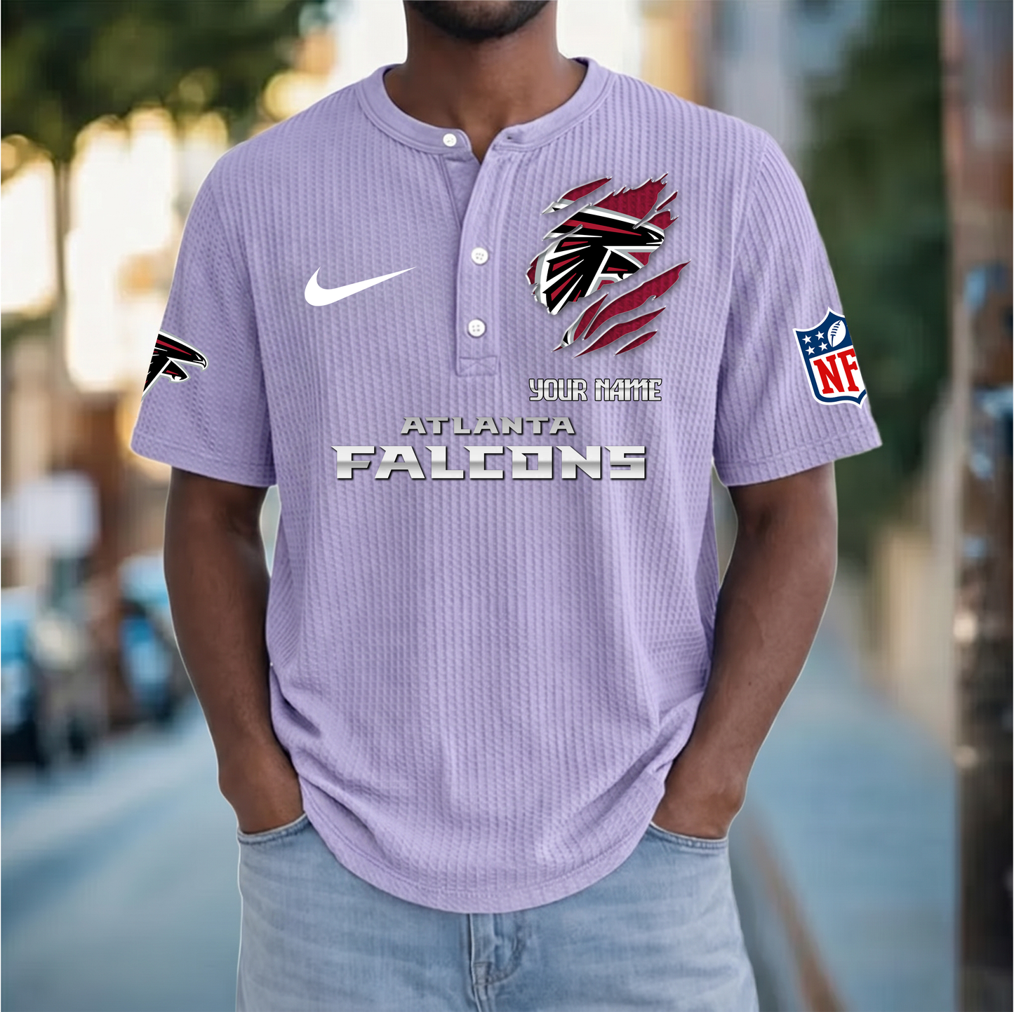 PREMIUM NFL  X  AF Crew neck button Henry Shirt Limited Editions NDT VHM 230426