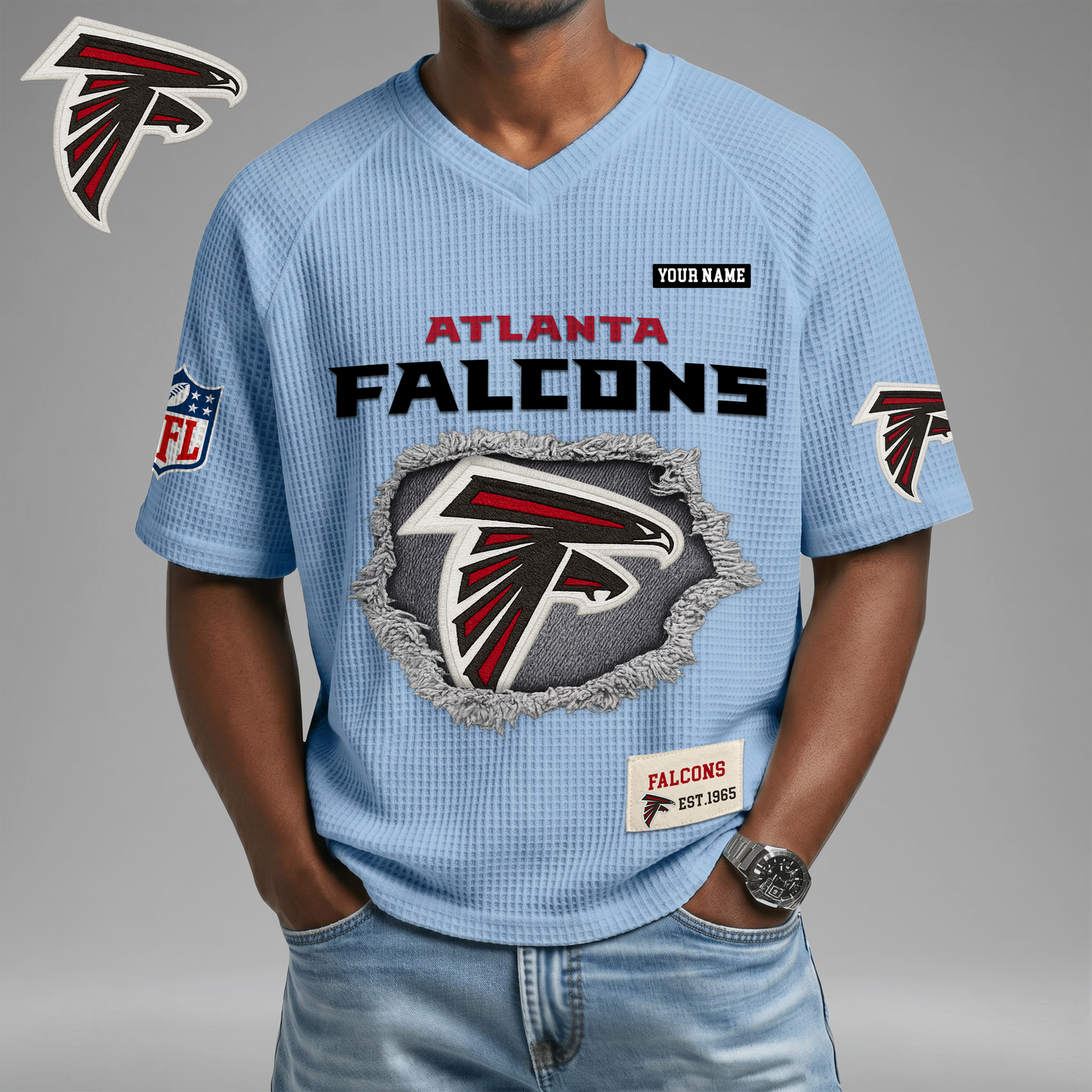 PREMIUM NFL X AF Game Day Waffle V-neck T-shirt 110626