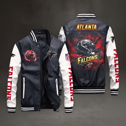 PREMIUM NFL X ATL LEATHER BOMBER JACKET NDT NHM