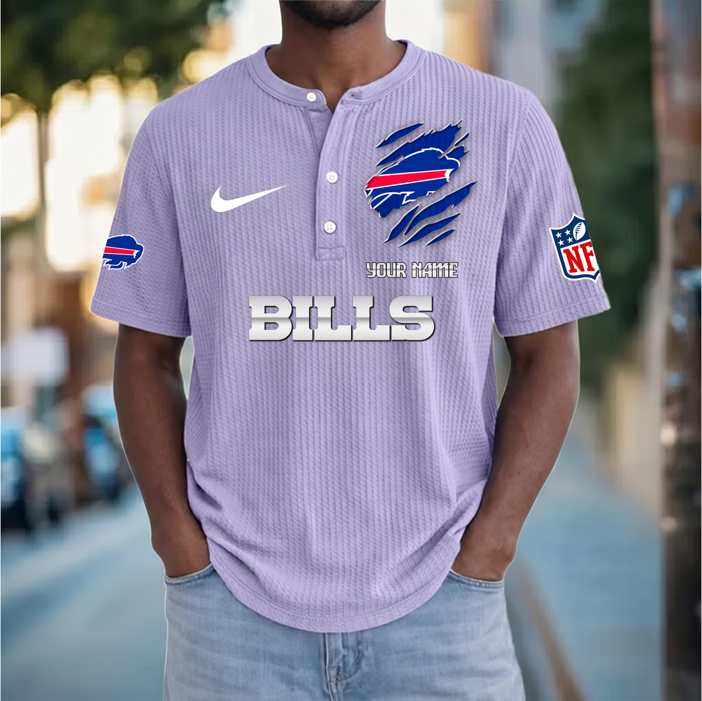 PREMIUM NFL  X  BB Crew neck button Henry Shirt Limited Editions NDT VHM 230426