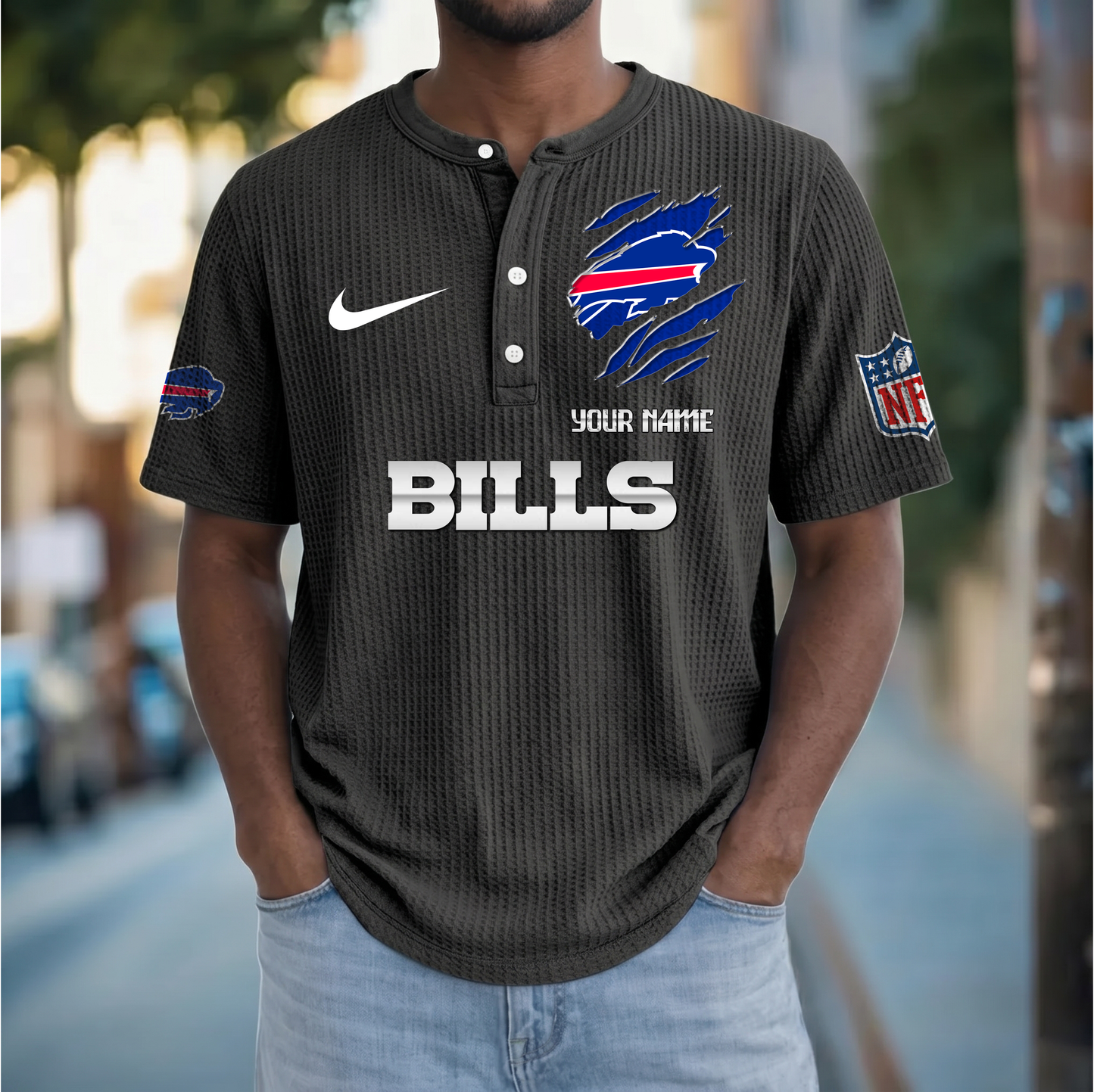 PREMIUM NFL  X  BB Crew neck button Henry Shirt Limited Editions NDT VHM 230426