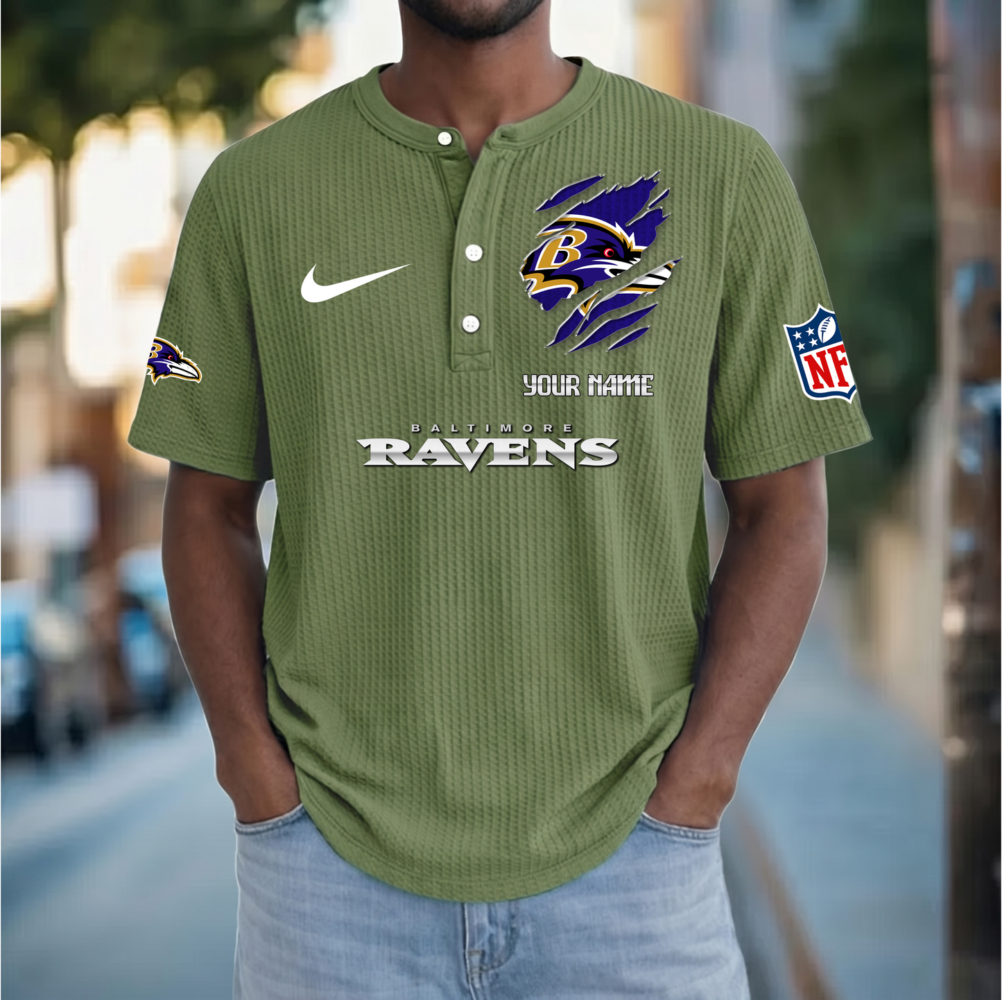 PREMIUM NFL  X  BR Crew neck button Henry Shirt Limited Editions NDT VHM 230426