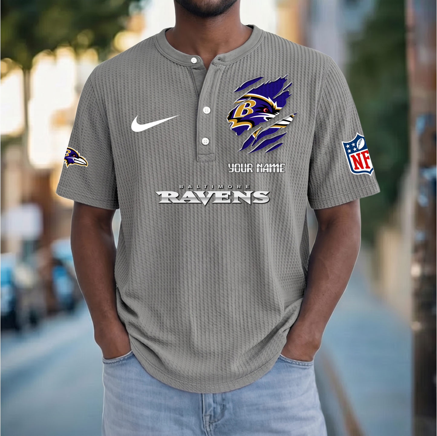 PREMIUM NFL  X  BR Crew neck button Henry Shirt Limited Editions NDT VHM 230426