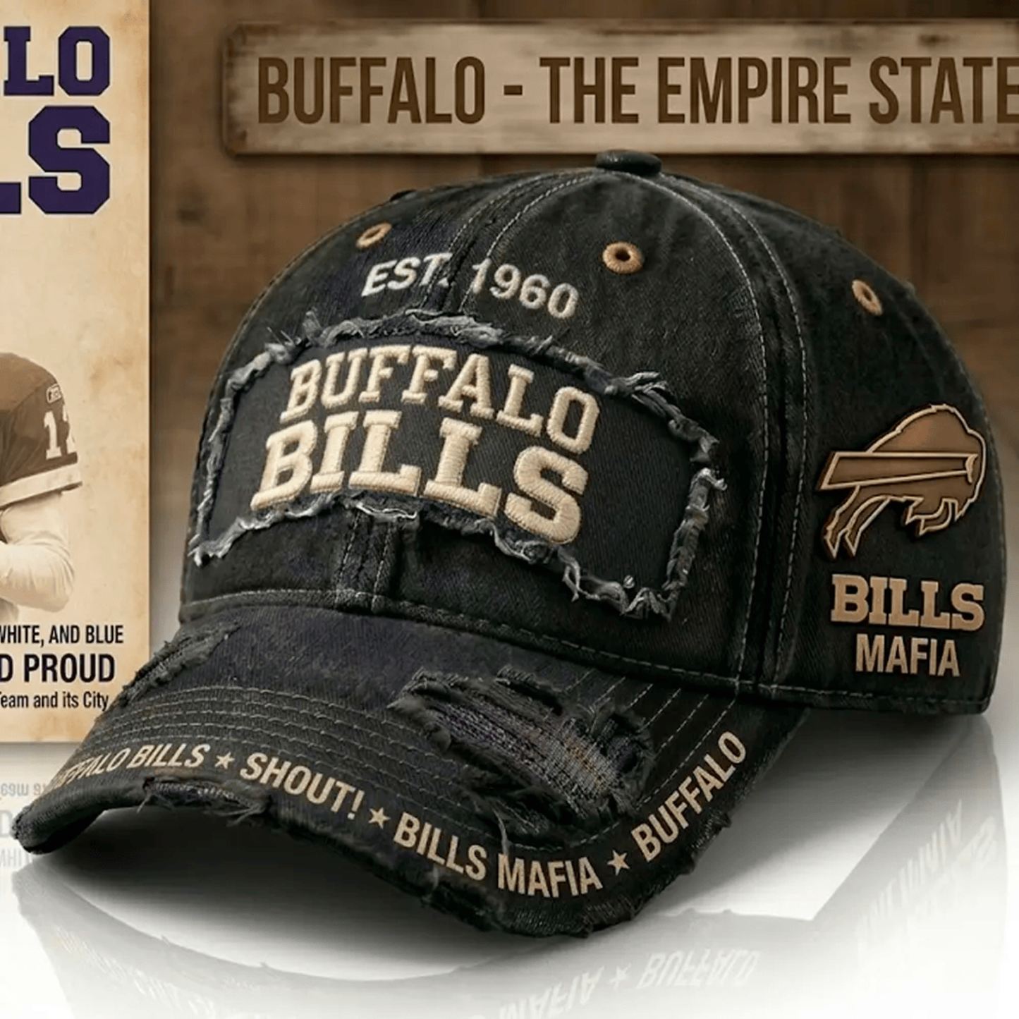 PREMIUM NFL X BUF Denim Washed Custom Name HAT NDT NHM 050526