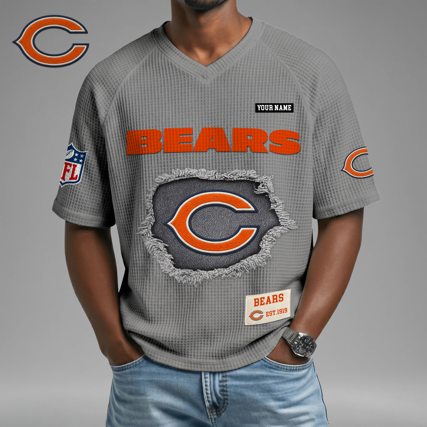 PREMIUM NFL X CB Game Day Waffle V-neck T-shirt 110626