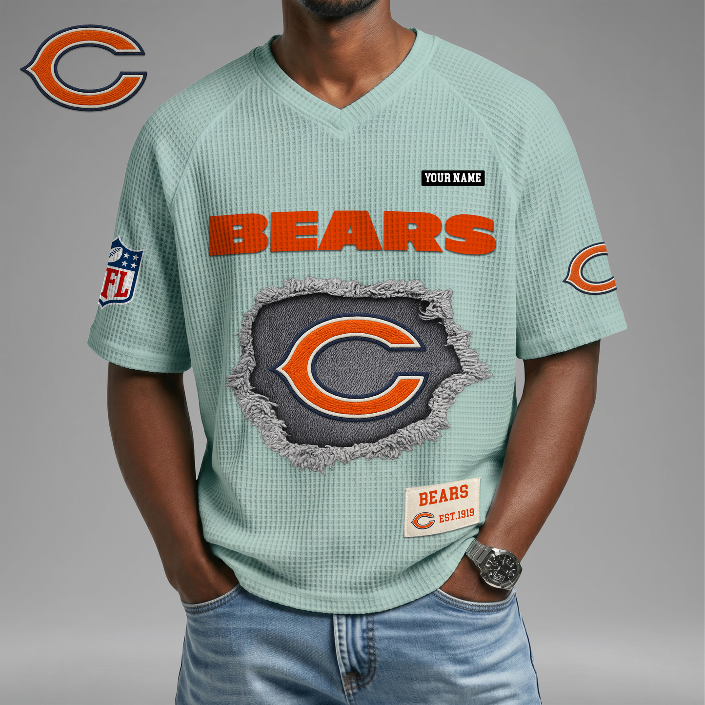 PREMIUM NFL X CB Game Day Waffle V-neck T-shirt 110626