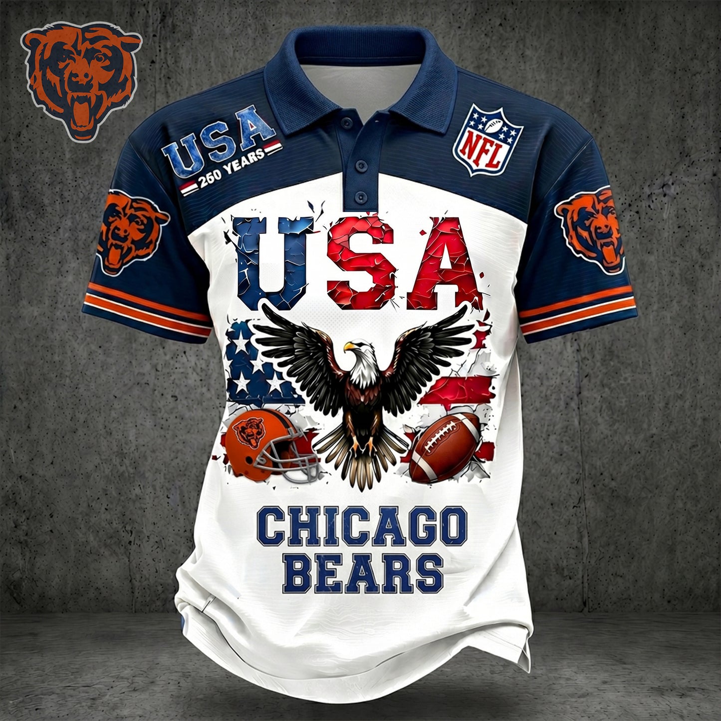 PREMIUM NFL X CHI 250TH Anniversary LUXURY POLO Shirt Shirt 170626