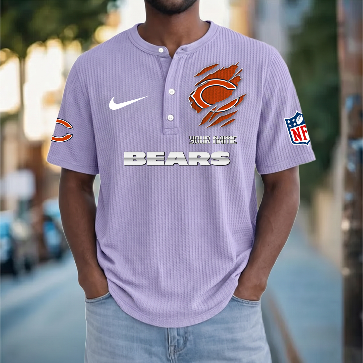 PREMIUM NFL  X  CHI Crew neck button Henry Shirt Limited Editions NDT VHM 230426