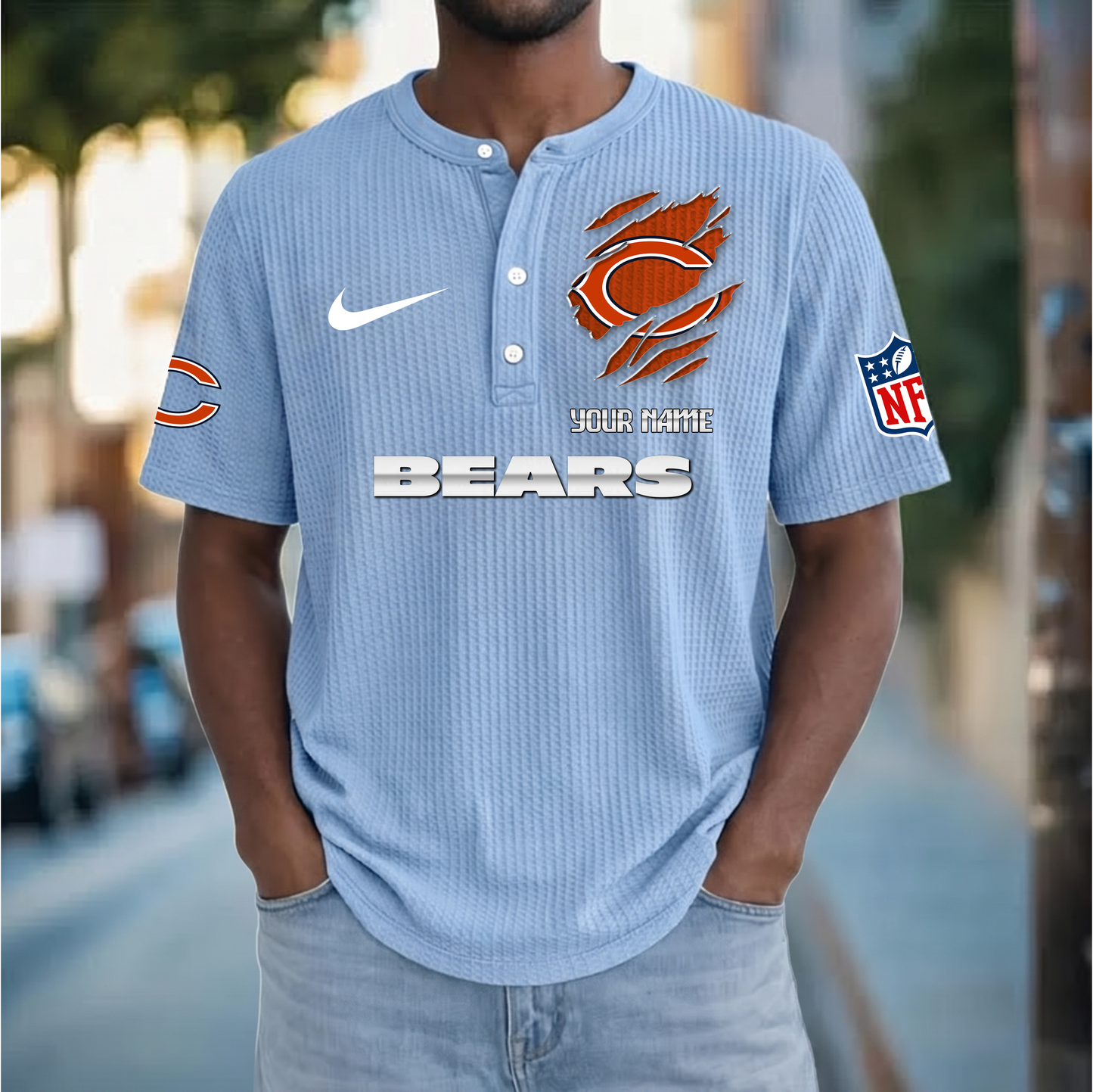 PREMIUM NFL  X  CHI Crew neck button Henry Shirt Limited Editions NDT VHM 230426
