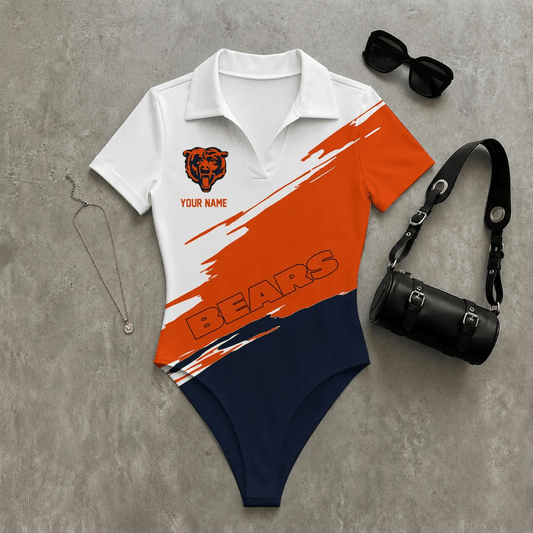 PREMIUM NFL X CHI Women's Slim-Fit V-Neck Polo Bodysuit NDT LVH 270526