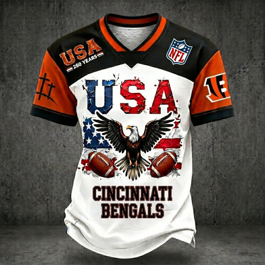 PREMIUM NFL X CIN 250TH anniversary LUXURY V-Neck T- Shirt 130626