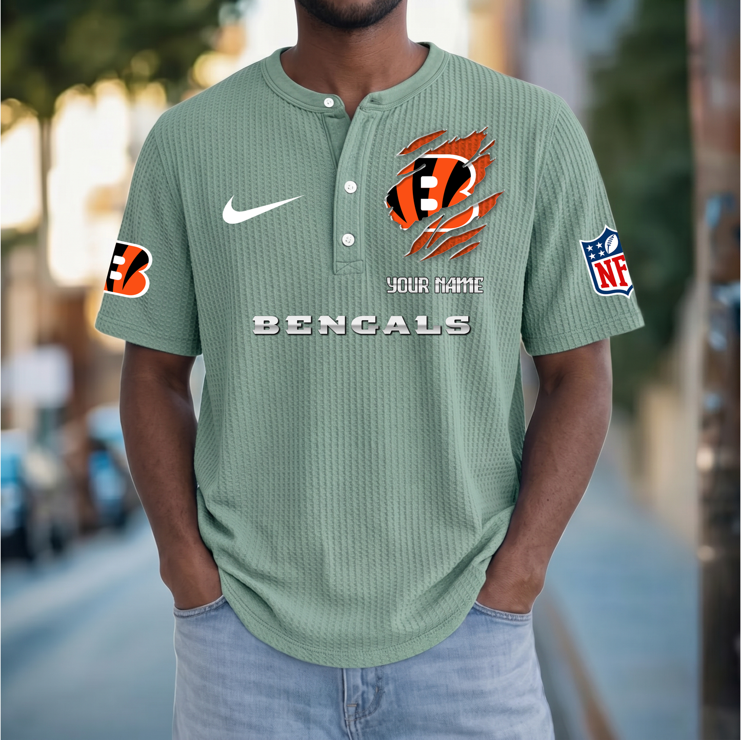 PREMIUM NFL  X  CIN Crew neck button Henry Shirt Limited Editions NDT VHM 230426