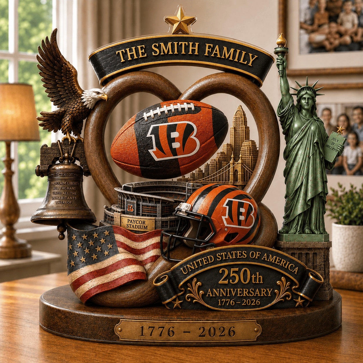 PREMIUM NFL X CIN Team Mix 250th Anniversary Acrylic Block Plaque Custom Name  120626