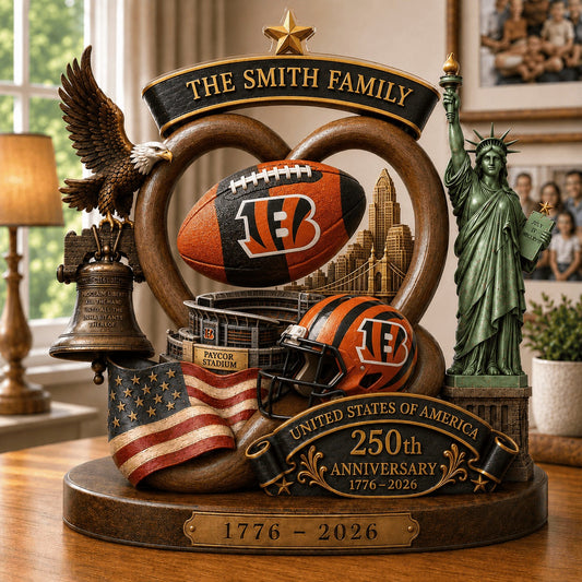 PREMIUM NFL X CIN Team Mix 250th Anniversary Acrylic Block Plaque Custom Name  120626