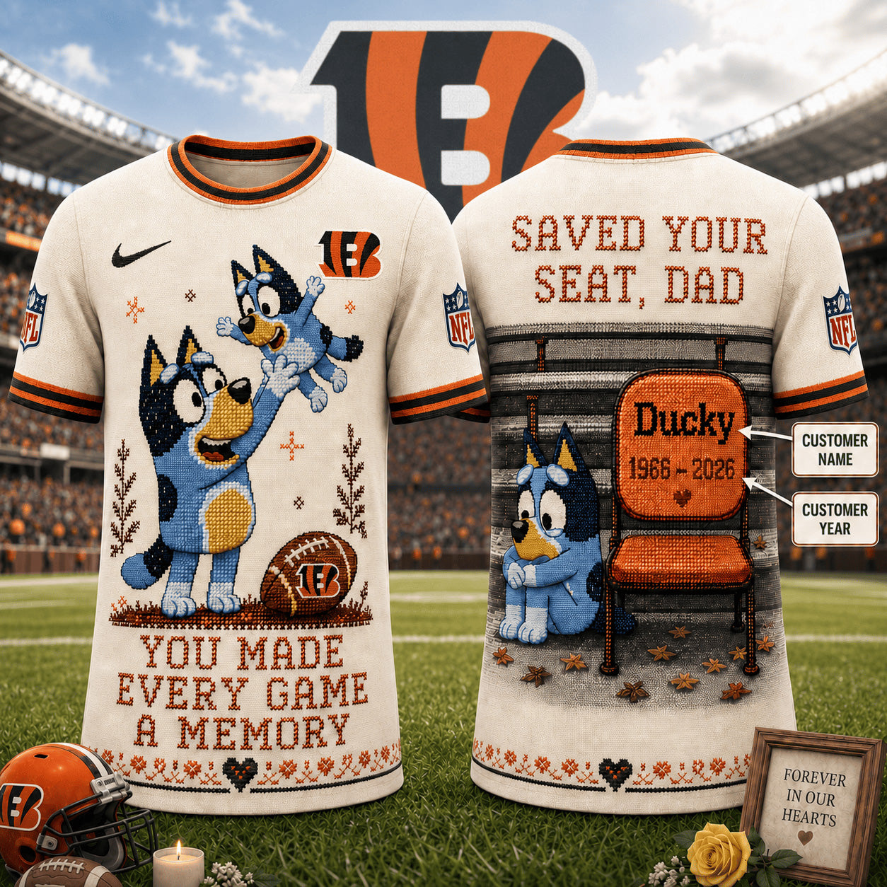 PREMIUM NFL X CINB Custom Premium NFL 3D Faux-Stitch Dad Memorial Shirt NDT NTN 220526