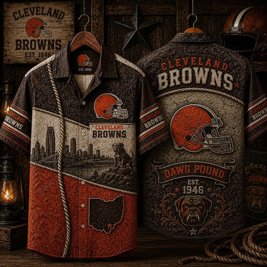 PREMIUM NFL X CLE CLASSIC VINTAGE SILK SHIRT NDT VHM 220626