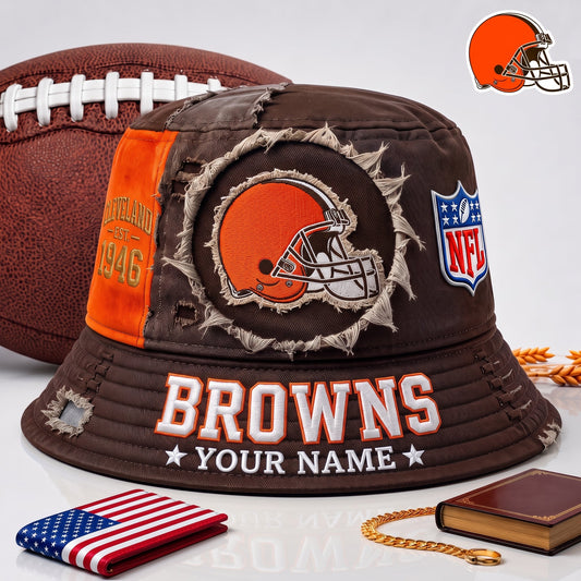 PREMIUM NFL  X CLE EXCLUSIVE Torn Fabric Legacy Bucket Hat For New Season 290626.