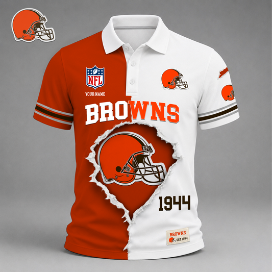 PREMIUM NFL X CLE LUXURY V-Neck POLO SHIRT 150626