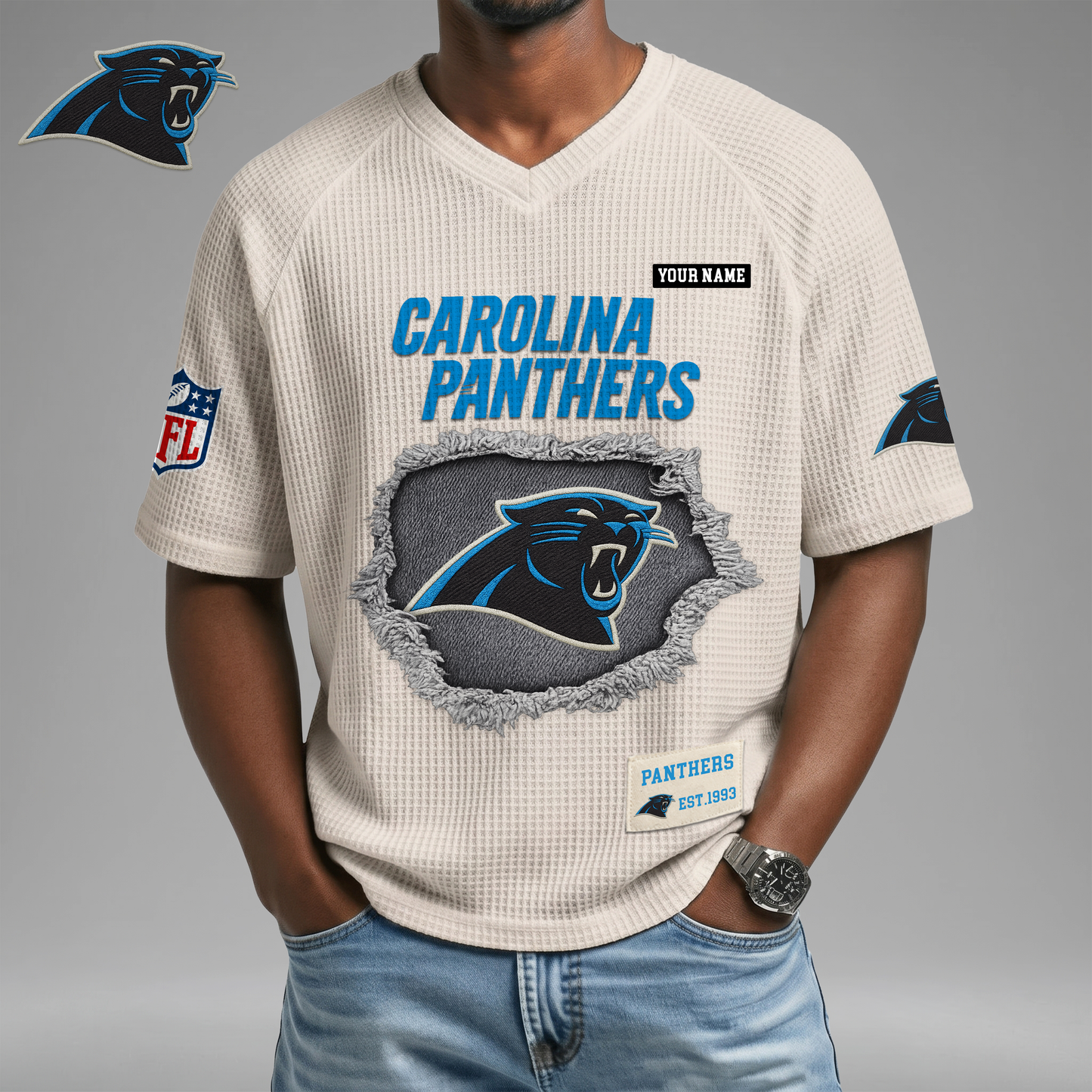 PREMIUM NFL X CP Game Day Waffle V-neck T-shirt 110626