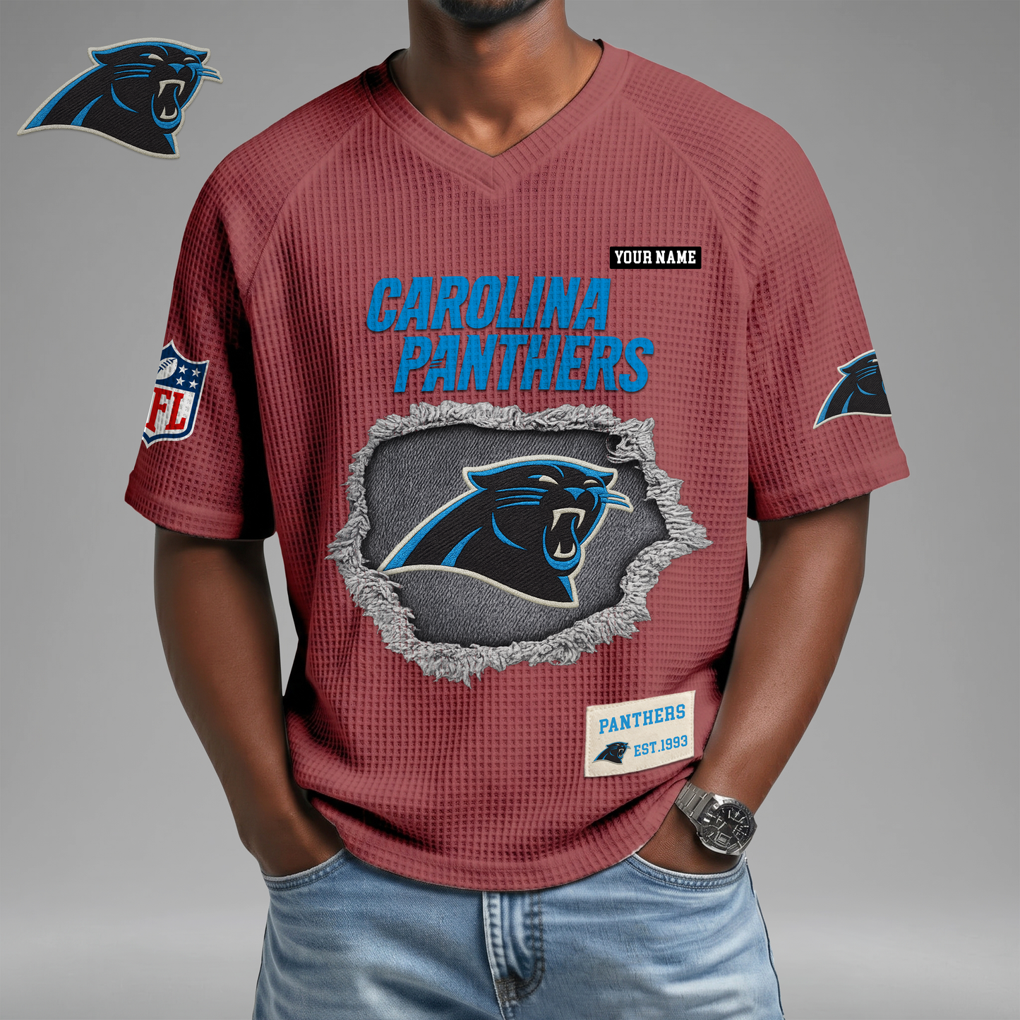 PREMIUM NFL X CP Game Day Waffle V-neck T-shirt 110626